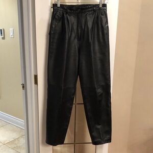 Vintage Black Genuine Leather Pants